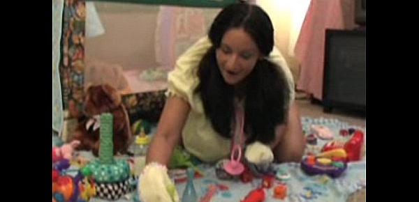  DDLG ABDL diapered ladies Sarah in ABY clothing playtime